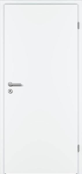 Weisslack 9010  Türblatt mit Zarge und Beschlag